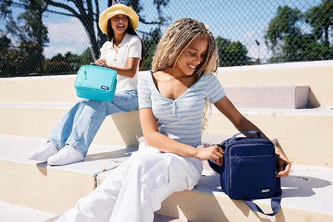 PackIt Freezable Classic Lunch Box, Happy Clouds, Built with ECOFREEZE Technology, Fully Freezable, Collapsible, Reusable, With Zip Front Pocket and Buckle Handle, Designed for Fresh Lunch On the Go