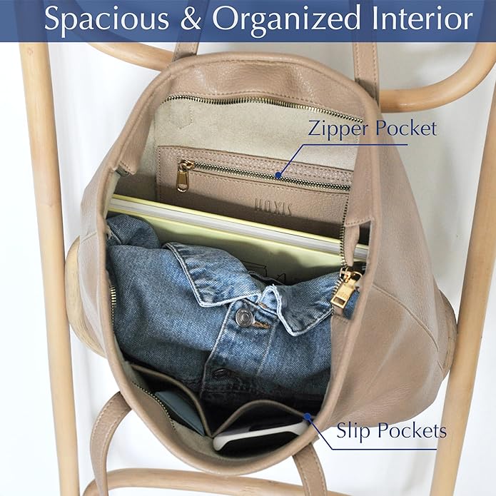 Zipper Tote Bag for Women Soft Vegan Leather Handbag for Work, Travel & Everyday Use
