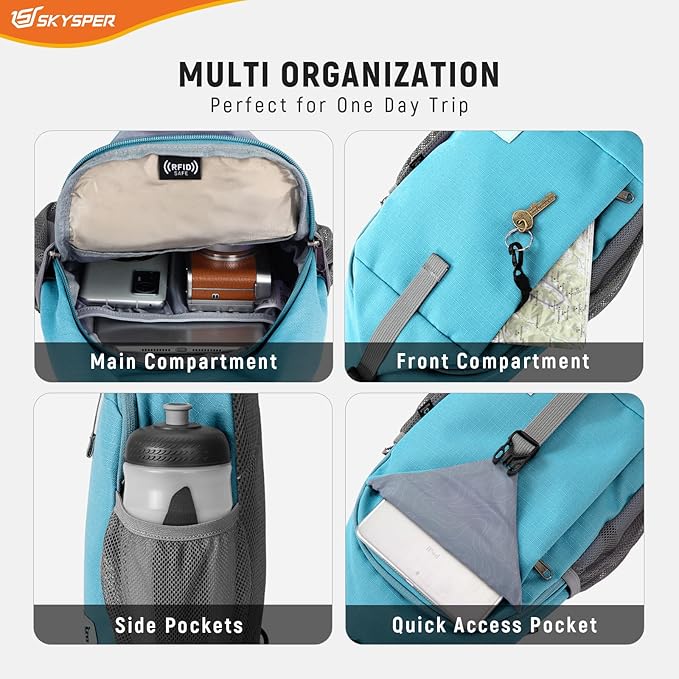 SKYSPER Sling Bag RFID Cross Body Bag Recycled Crossbody Backpack Travel Daypack