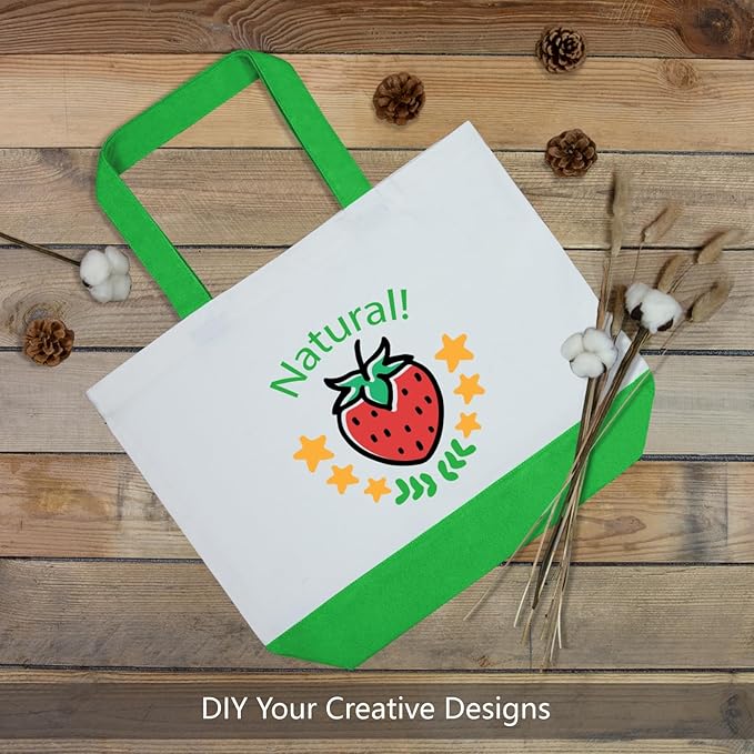 TOPDesign 3-Pack Super Strong Large 12oz Cotton Canvas Tote Bags, Reusable Grocery Shopping Cloth Bags, Fashionable Two-Tone Totes for Crafts, DIY Your Creative Designs