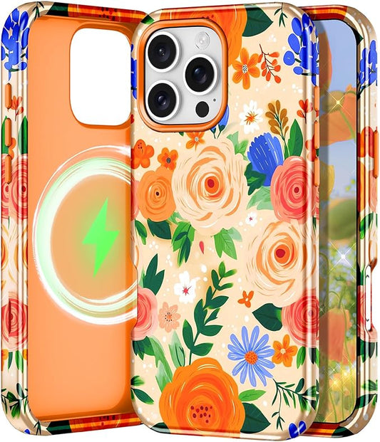 Btscase for iPhone 16 Pro Max Case [Compatible with Magsafe] [Military-Grade Drop Protection] Slim Anti-Scratch Smooth Touch TPU Bumper Shockproof Magnetic Phone Case for Women Girls Men, Orange