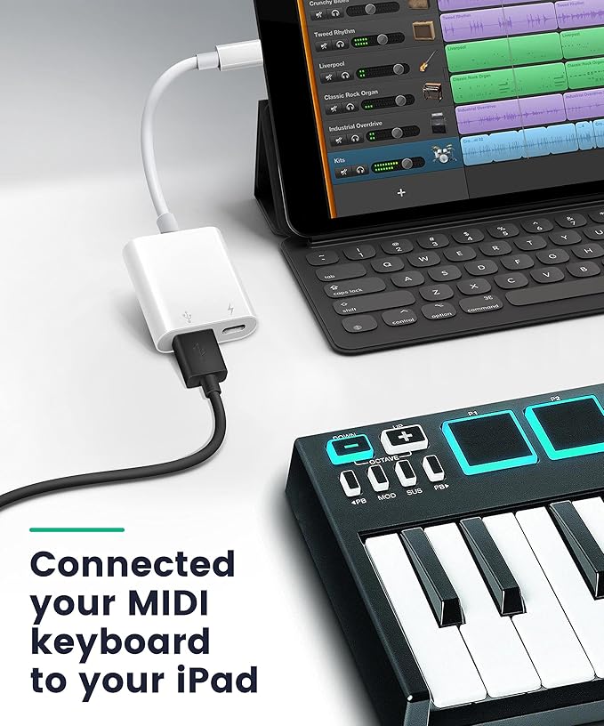 USB Adapter for iPad/iPhone, Lightning to USB Female OTG Adapter Compatible with SD Card Reader/USB Flash Drive/Microphone/Hard Disk and MIDI,Plug & Play