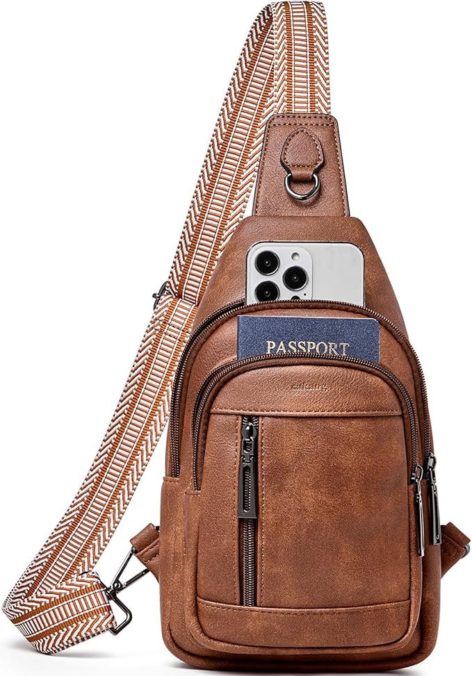 Womens Sling Bag Crossbody Bags for Women Vegan Leather Sling Backpack Daypack Fanny Pack Crossbody Purse Travel