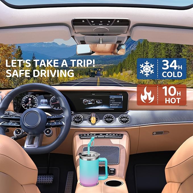 BENZZO 40 oz Insulated Tumbler for 100% Leak Proof, Stainless Steel Reusable Cups with Lids and Straws, Double Wall Vacuum Coffee Travel Mug Gift for Family Friends Teachers, Dishwasher Safe