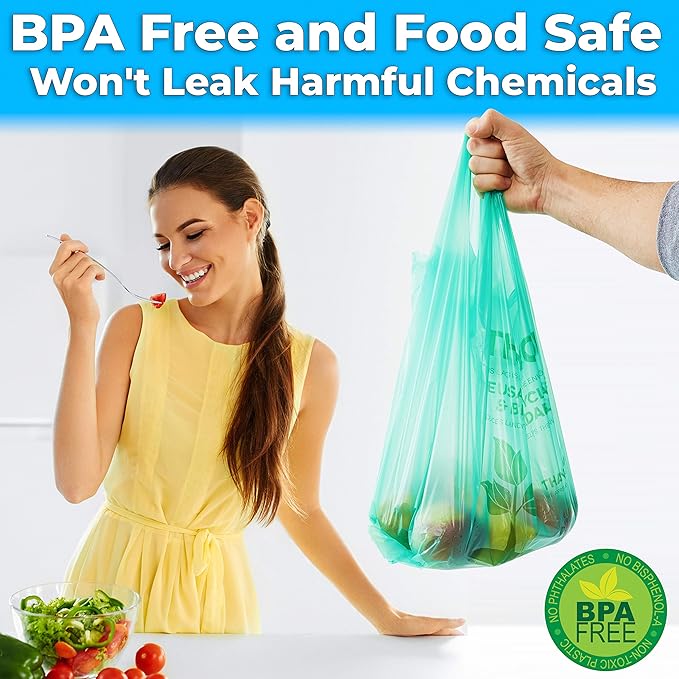 Avant Grub Plastic Grocery Bags Perfect for Business, Restaurants. bulk, Heavy Duty, Thick, Green, T Shirt Bag for Shopping.