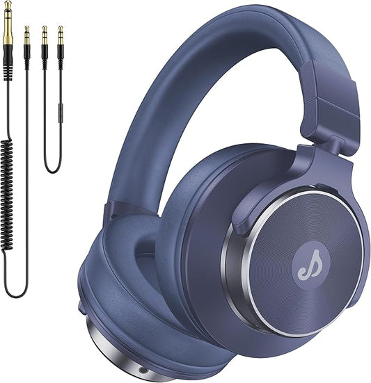 Wired Over Ear Headphones, Studio Monitor & Mixing DJ Headphones with 50mm Neodymium Drivers and 1/4 to 3.5mm Jack for Guitar AMP Podcast Piano Keyboard (Dark Blue)