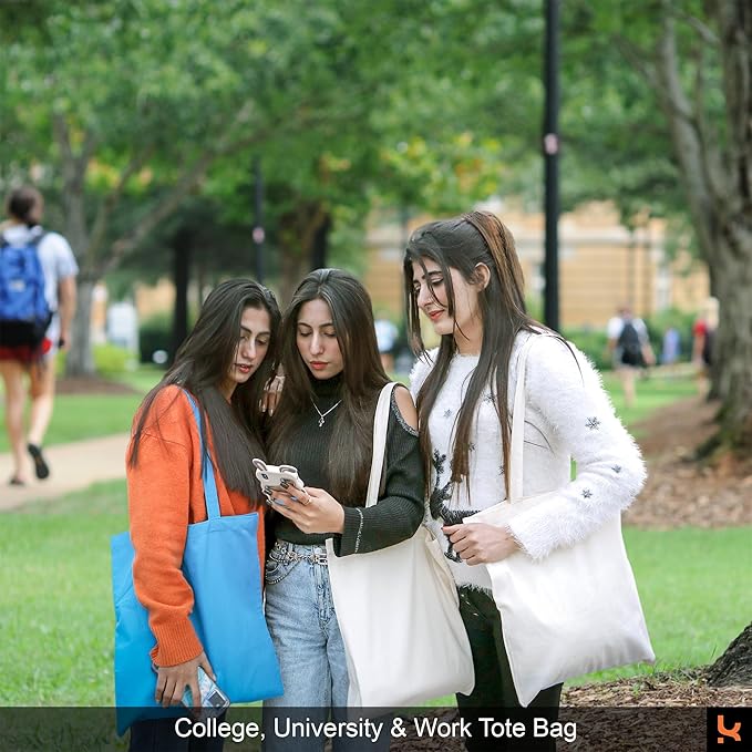 5|6|12|24 Pack Cotton Canvas Tote Bags, Reusable Shopping Grocery Bag, 16”x15” Blank Bulk Cloth Bags for DIY & Promo