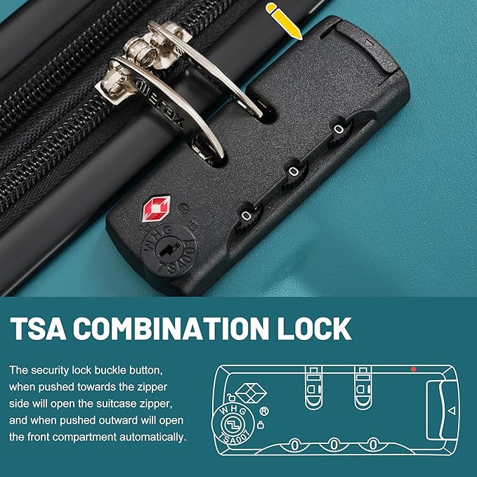 Merax Luggage Sets 3 Piece, Durable Hardshell Suitcase with Double Spinner Wheels and Handle Bags,Lightweight Carry on Luggage with TSA Lock,20+24+28,Dark Green