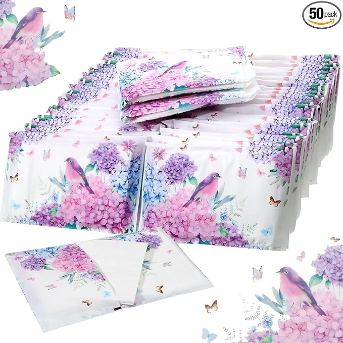 Geyee 50 Packs Facial Tissue Travel Packs Disposable Pocket Tissues for Wedding Guest Travel School Purse Home Supplies, 500 Sheets 3 Ply(Hydrangea)