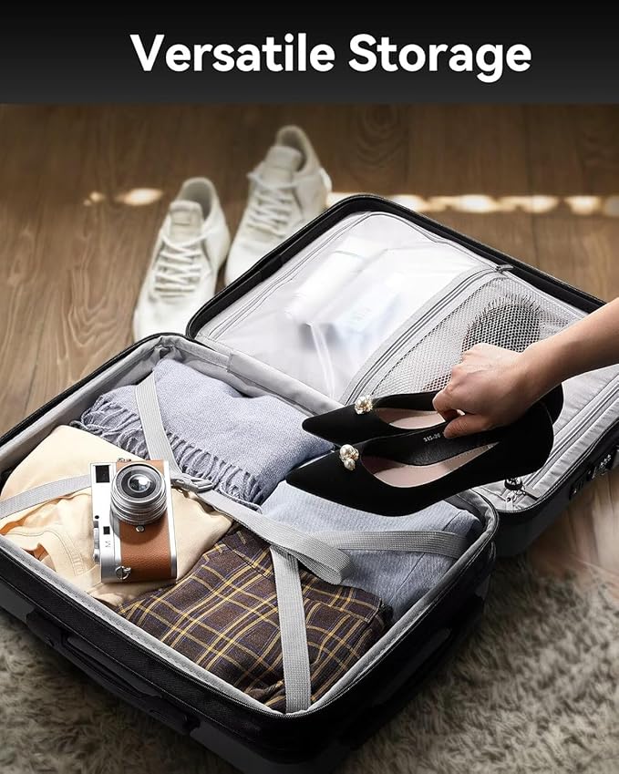 LUGGEX Carry On Luggage 22x14x9 Airline Approved, Polycarbonate Hard Suitcase with Front Pocket (Blue, 20 Inch, 35L)