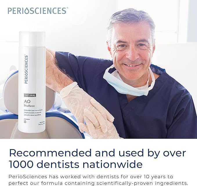 PerioSciences AO ProRinse Natural Mouthwash with Antioxidants and Amino Acids – Orthodontic Mouthwash – Fluoride-Free, 10 Fl Oz / 300ml