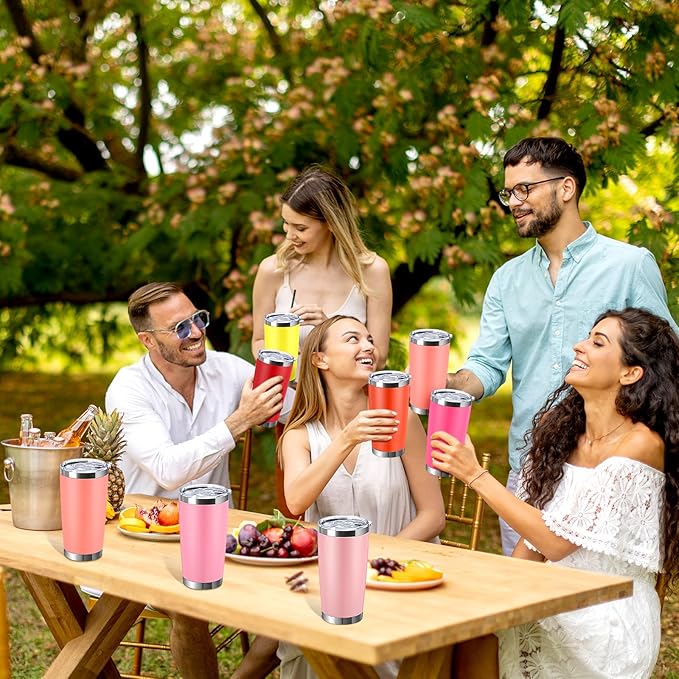 Sieral 36 Packs Stainless Steel Tumbler Bulk with Lid Vacuum Double Wall Insulated Travel Coffee Mug Powder Coated Tumbler Cup for Graduation Wedding Christmas Birthday Party(Warm Color, 20 oz)