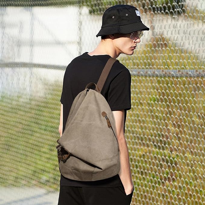 KL928 Canvas Vintage Backpack – Large Casual Daypack Outdoor Travel Rucksack Hiking Backpacks for Men Women