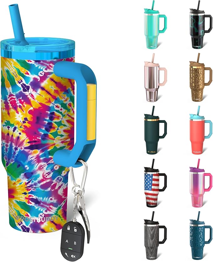 Frost Buddy Thicc Buddy - 30 oz Stainless Steel Vacuum Insulated Tumbler with Lid and Straw for Water - Travel Mug Cupholder Friendly - Gifts for Women Men Him Her (Hippie Haze)