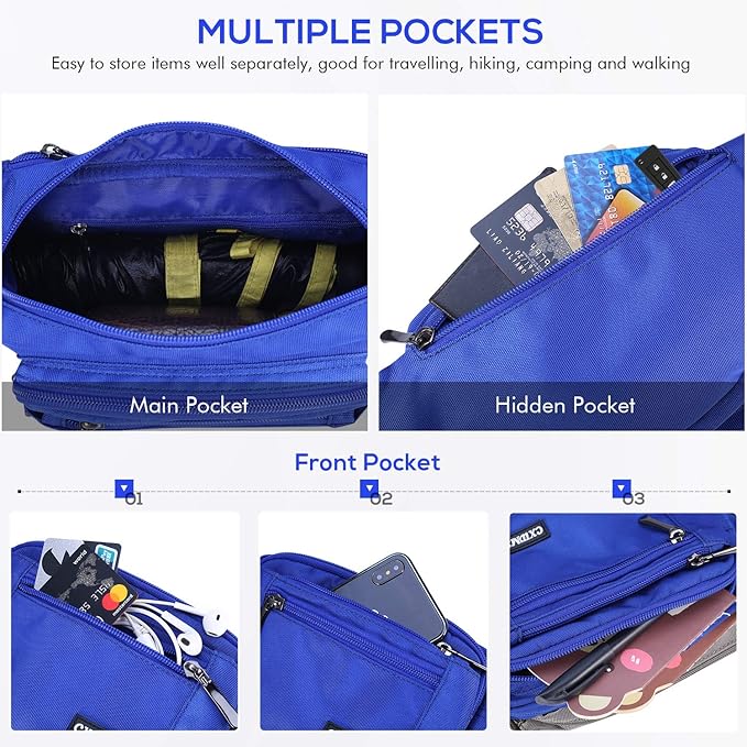 CXWMZY Fanny Packs For Women & Men Waist Pack Hip Bum Bag with Multi-Pockets Large Capacity Waterproof Casual Bum Bag for Disney Traveling Casual Cycling Running Hiking