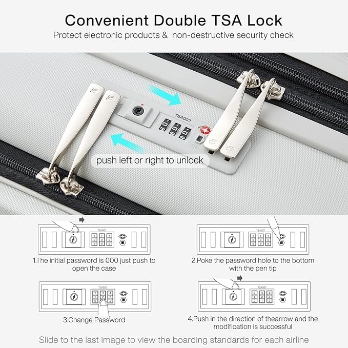 Hanke Grace Expandable Carry On Luggage with Wheels Airline Approved Hard Shell Suitcases with Front Pocket，Top Opening Luggage with TSA Lock for Short Business Travel, Smoke White.