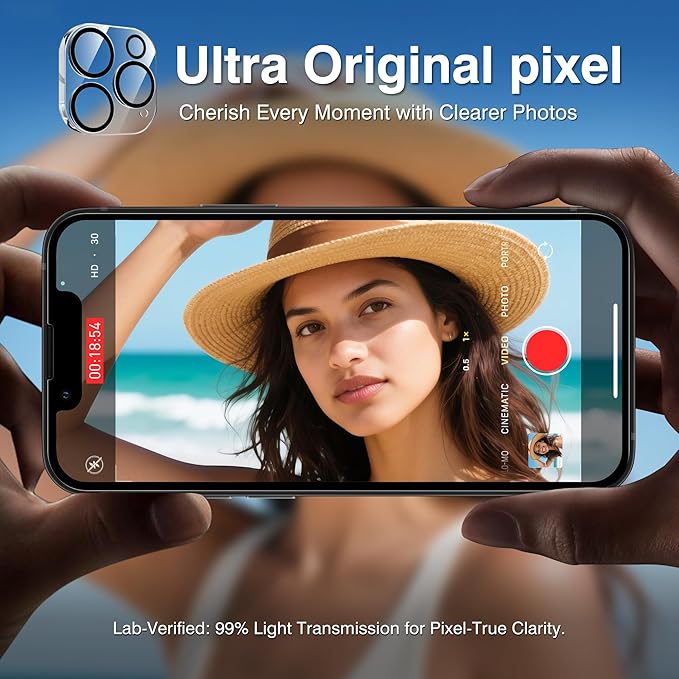 EZ-GLAZ- 4 Pack for iPhone 13 Pro Max Screen Protector [6.7"] With 2 Pack Camera Lens Protector, 9H+ Hardness 12FT Military Grade Shatterproof Scratch Resistant Durable Tempered Glass Film with Flawless Fit Kit, HD Clear