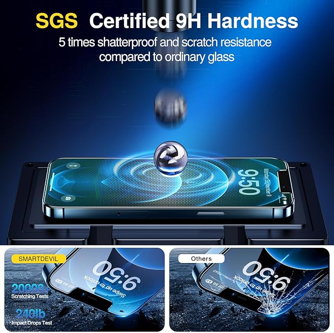 SMARTDEVIL 2 Pack Screen Protector for iPhone 12 Pro Max Tempered Glass, HD Clear Film, Easy Installation, Dust-Free & Bubble-Free (iPhone 12 Pro Max)