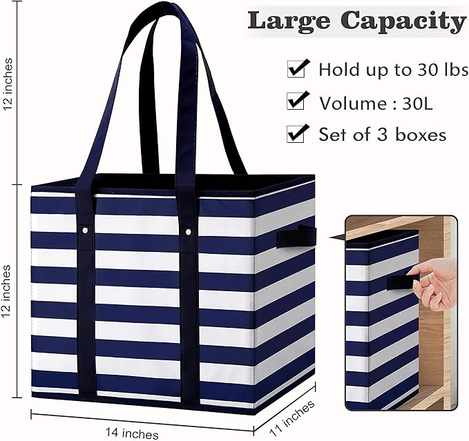 WISELIFE 6 Pack Reusable Grocery Bags Large Water Resistant Grocery Collapsible Heavy Duty Tote Bags for Shopping Picnic