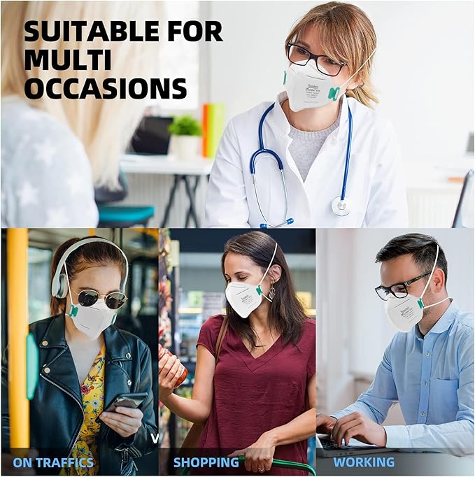 N95 Face Mask 50 Pack, NIOSH Certified N95 Disposable Respirator 5-Ply Safety Breathable Face Masks, Filter Efficiency 95% Adjustable Comfortable Protection Against PM2.5 Dust for Adult Men Women