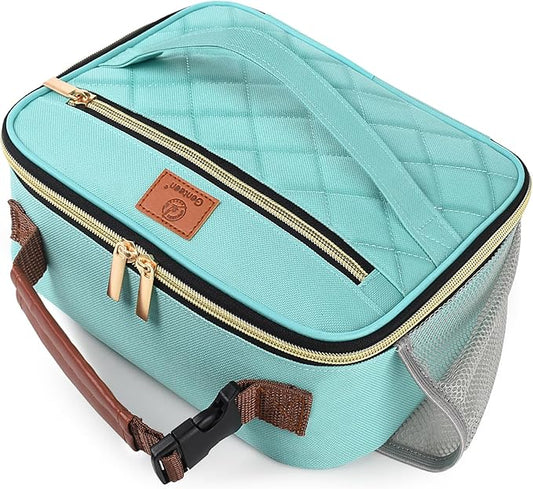 Genteen Lunch Box for Men Women Adults Kids - Insulated LunchBox Reusable, Zip Closure & Buckle Handle, Portable Cooler for Work, School, Travel (Light Green)