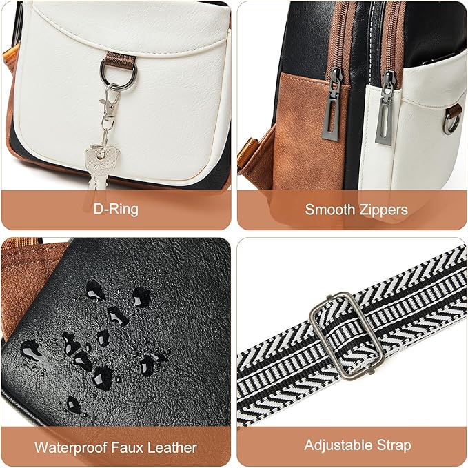 7L Sling Bag for Women Men Crossbody Belt Bag Small Travel Sling Backpack Anti Theft Chest Daypack Purse Faux Leather