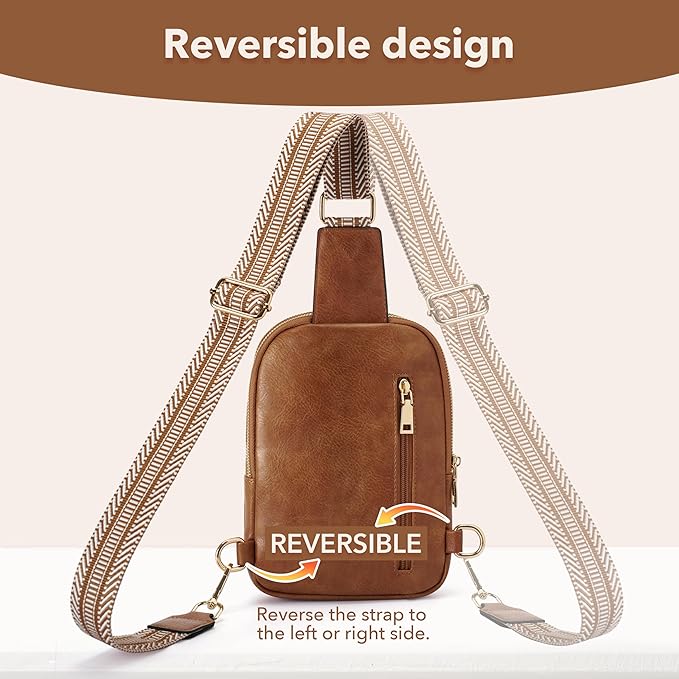 Yarnic Small Sling Bag for Women, Anti Theft Cross Body bags Trendy, RFID Travel Crossbody Purses,Vegan Pu Leather Chest Bag (Chestnut Brown)