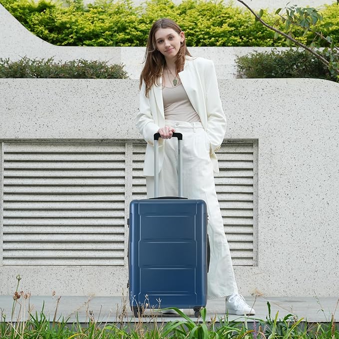 Merax Luggage Set 2 Piece Suitcase Sets with Spinner Wheel,Lightweight Hardside Expandable Travel Laggage with TSA Lock,Suitcase with Travel Bag(20"/24",Blue)