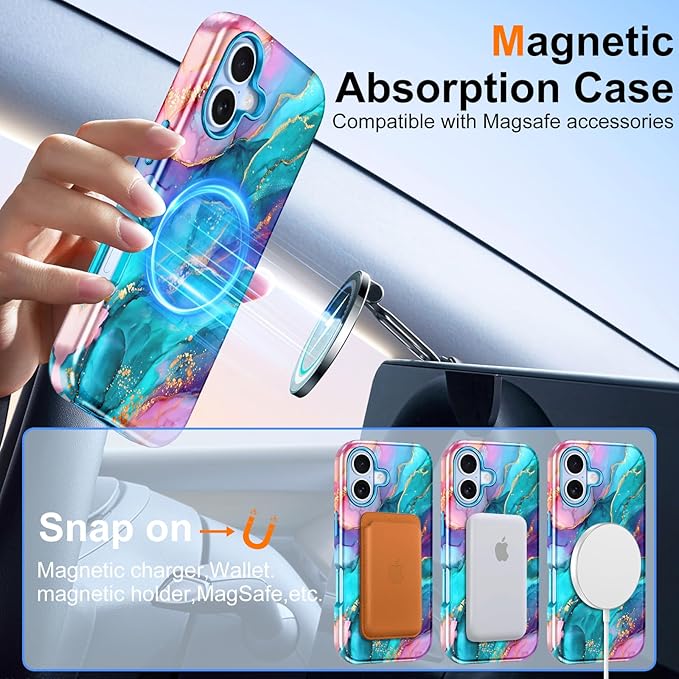 Btscase for iPhone 17 Case [Compatible with Magsafe] [Military-Grade Drop Protection] Slim Anti-Scratch Smooth Touch TPU Bumper Shockproof Magnetic Phone Case for Women Girls Men, Blue