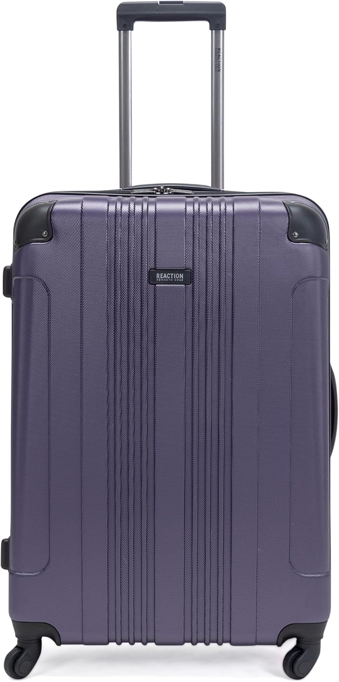Kenneth Cole REACTION Out of Bounds Lightweight Hardshell 4-Wheel Spinner Luggage, Smokey Purple, 28-Inch Checked