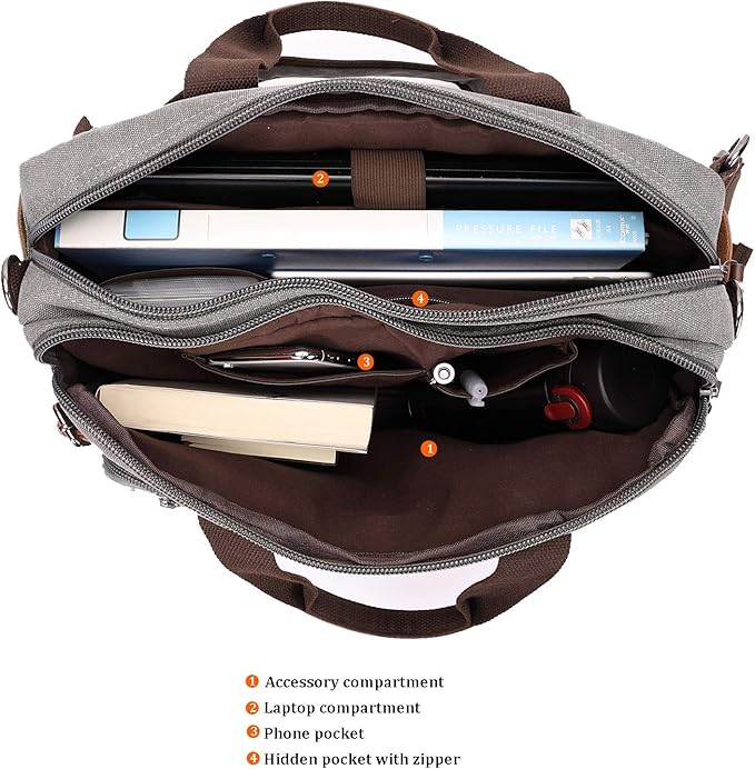 3 in 1 Convertible Laptop Backpack, 17.3 inch Messenger Bag for Men, Multi-Functional Travel Laptop Bag for College Men Women (17.3 Inch, Grey)
