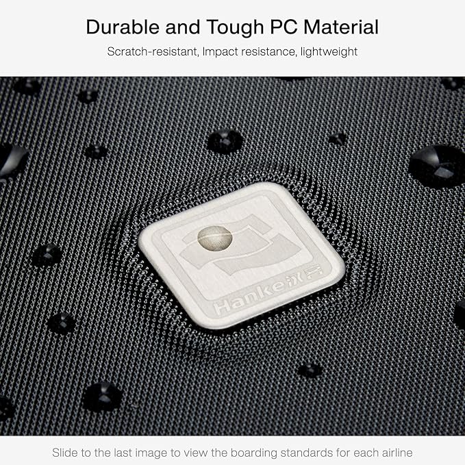 Hanke Grace Expandable Carry On Luggage with Wheels Airline Approved Hard Shell Suitcases with Front Pocket，Top Opening Luggage with TSA Lock for Short Business Travel, Jet Black.