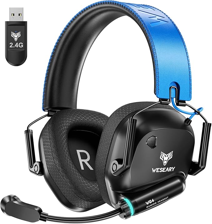 Wireless Gaming Headset 2.4GHz & Bluetooth 5.4 Gaming Headphones with ENC Mic, Ultra-Low Latency, Stereo Sound, Wireless Headsets for Sega Game Gear Accessories, PS5, PS4, Switch, PC, Mac