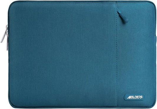MOSISO Laptop Case 13.3 inch, 13-13.3 inch Laptop Sleeve Compatible with MacBook Air/Pro 13 / Pro 14, HP Dell ASUS Lenovo Notebook, Polyester Vertical Computer Sleeve Bag with Pocket, Deep Teal