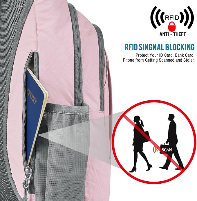 G4Free Sling Bag RFID Blocking Sling Backpack Crossbody Chest Bag Daypack for Hiking Travel (Pink)