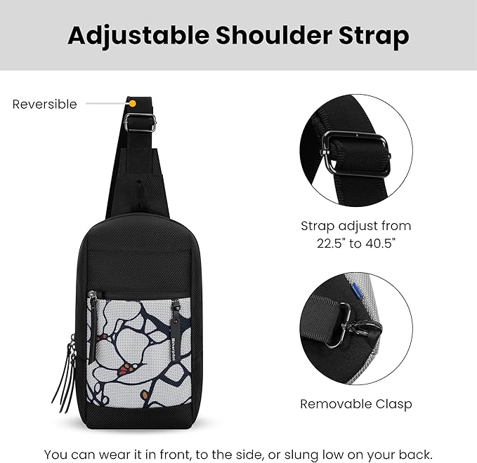 Sherpani Metro, Anti Theft Sling Bag, Sling Backpack, 5L Travel Bag, Shoulder Chest Purse, Crossbody Backpack for Women, Metal Hardware, Travel Gift (Sakura)