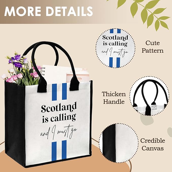 ONDTOM Travel Gifts Bag, Scotland Lover Gifts, Simple Modern Beach Bag, Birthday Christmas Retirement Gifts for Women