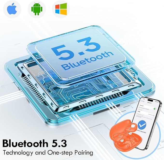 kurdene Wireless Earbuds Bluetooth Headphones Sport,Over Ear Buds with Deep Bass Sound,60Hrs Playtime Earphones Redesigned Comfort Fit with Earhooks for Running,Meeting,Workout