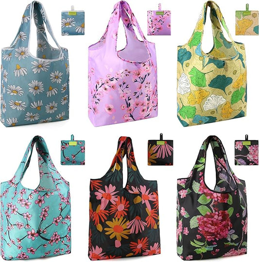 BeeGreen Reusable Grocery Bags Foldable Reusable Gift Bags Shopping Bag With Handles Polyester Grocery Tote Bulk Travel Tote Bag For Women Cloth Shopping Basket Washable Holiday Travel
