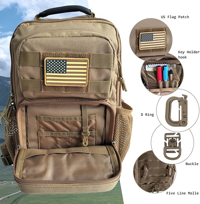 Tactical Shoulder Sling Bag, Small Chest Pack, 13L Backpack for Men Outdoor Sports, Coyote