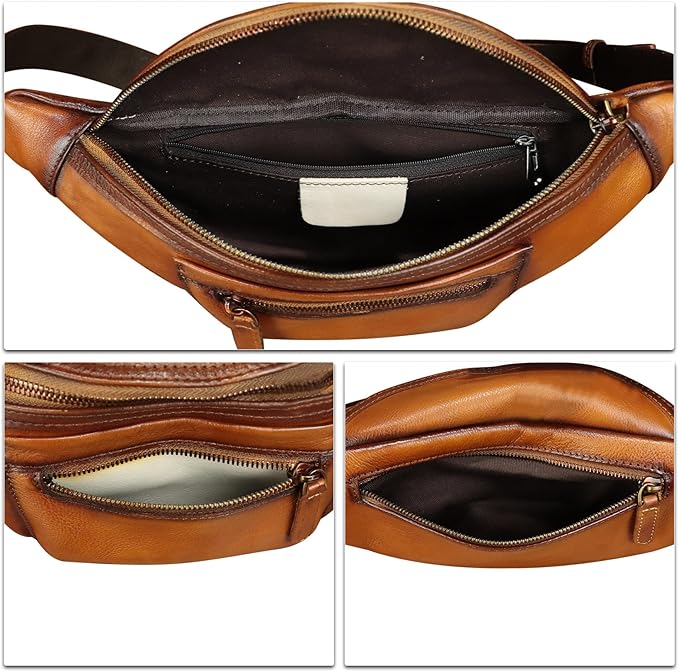 Genuine Leather Fanny Pack for Men and Women Vintage Handmade Leather Waist Bag Sling Bag Sling Backpack Purse Hip Crossbody Bag (Brown)
