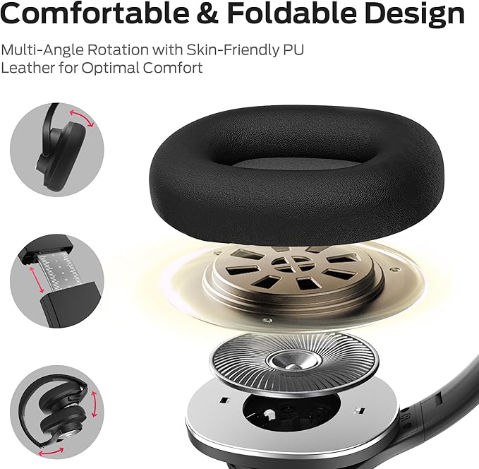 Monster Mission 200 Bluetooth Headphones, Wireless Headphones with 3 EQ Modes, Low Latency HiFi Stereo Foldable Lightweight Headset, 60H Playtime,Deep Bass for Home Office Cellphone PC Ect