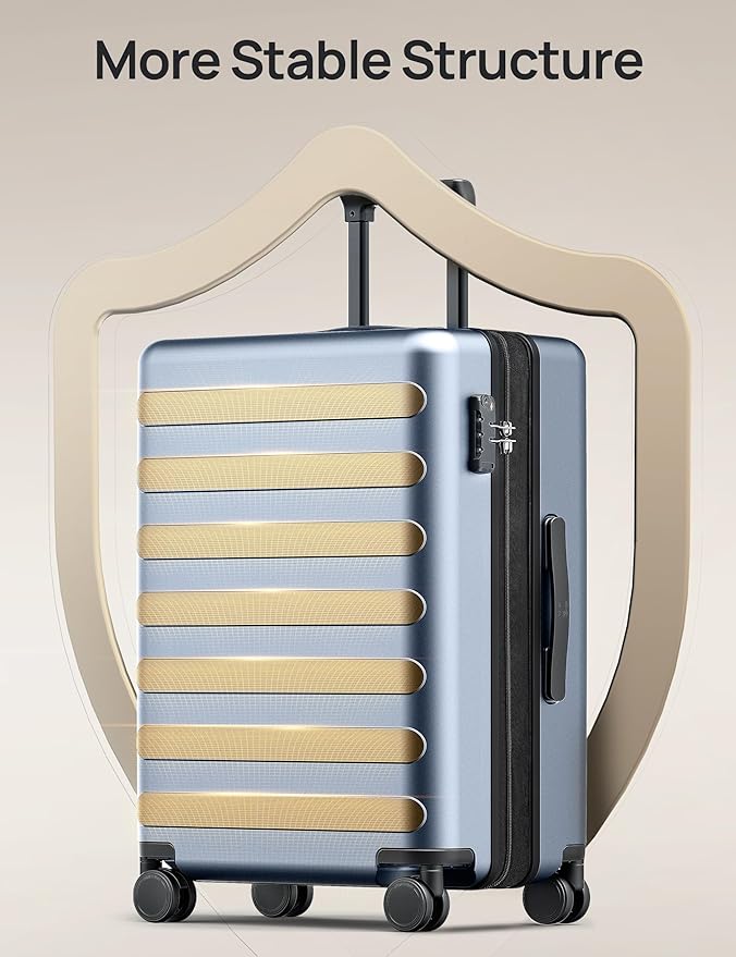 NINETYGO Large Checked Luggage 28 Inch, Checking In Luggage with Smooth Spinner Wheels, Expandable, Hard Shell PC Suitcase, Lightweight Travel Luggage, TSA Approved (Shadow, Rhine Max)