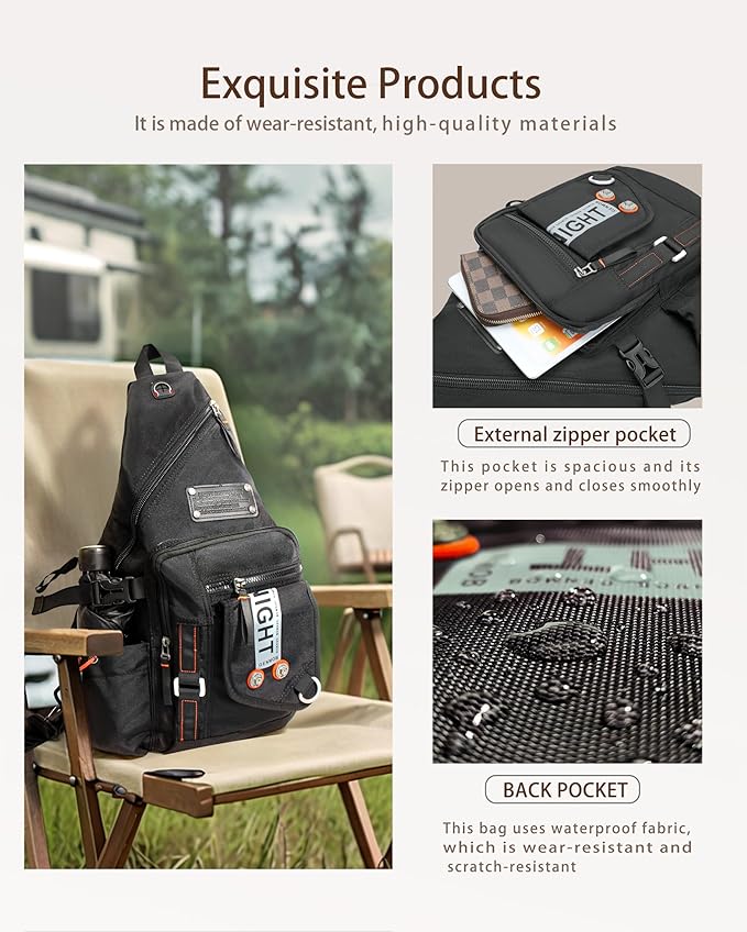 Large Sling Backpack, Sling Chest Bag Shoulder Crossbody Daypacks Fits 14.1-Inch Laptop for Travel Outdoor Men Women