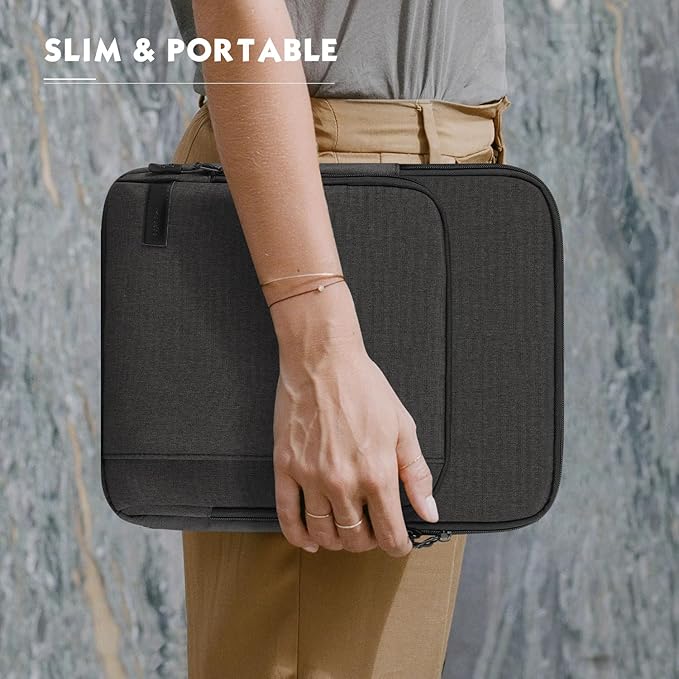 MoKo 12.9 Inch Tablet Sleeve Bag Carrying Case with Pockets Fits 13 Inch New iPad Pro M4 & Air M2 2024, iPad Pro 12.9 M2&M1, Surface Laptop Go 12.4", Galaxy Tab S8+/S9+ 12.4", Black & Gray