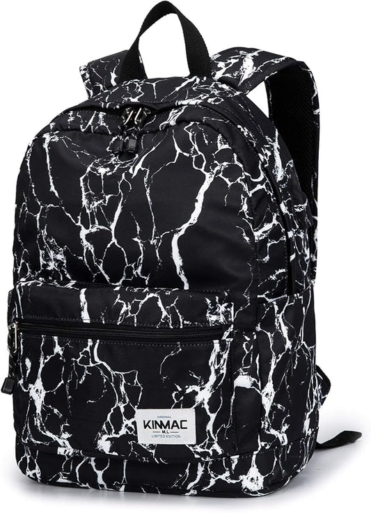Kinmac Water Resistant Laptop Travel Outdoor Backpack with USB Charging Port for 13 inch 14 inch and 15.6 inch Laptop (Black Marble)