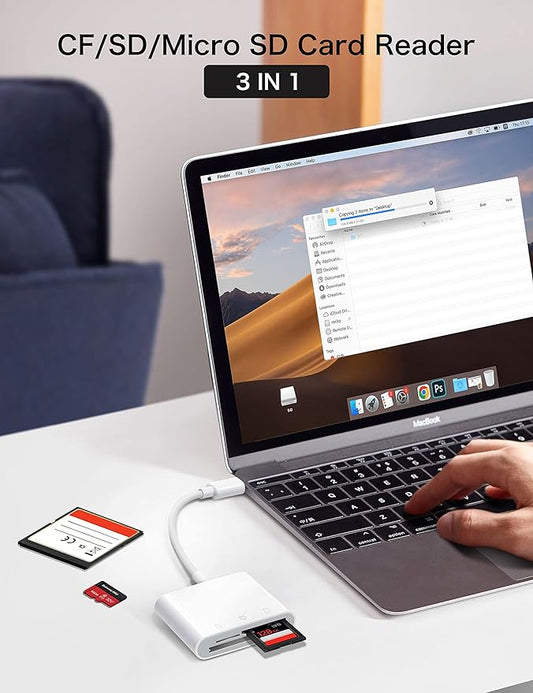 USB C SD Card Reader for iPhone 15/iPad/Mac, ChiaoPio USB C to SD CF, Type C Memory Card Adapter with Compact Flash/CF/SD/MicroSD Slots Compatible with iPad MacBook Pro/Air/Mini Mac Laptop