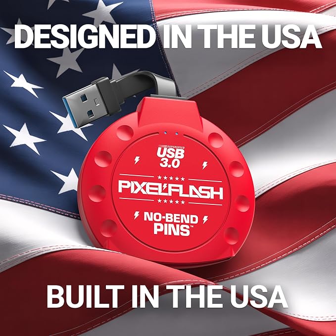 PixelFlash CF Card Reader (Red) - Compact Flash Memory Card Adapter with Cabled USB 3.0, 5GB/s File Transfer, No-Bend Pins, Supports UDMA-7, Anti-Slip & Anti-Scratch, Compatible to Most Brands & OS