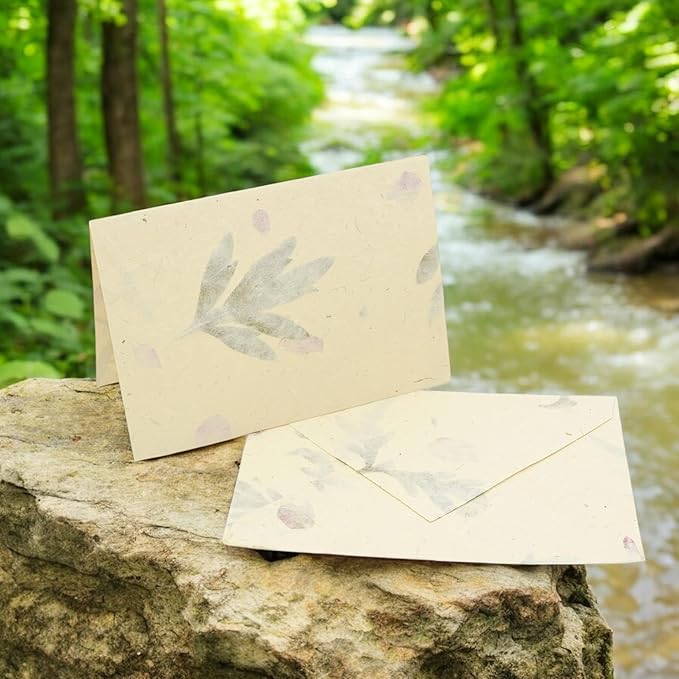 Kathmandu Valley Co. Nepali Cherish Greeting Card & Envelope Box Set with Handmade Lokta Paper from Nepal, 25 Cards (Forest Wanderer)