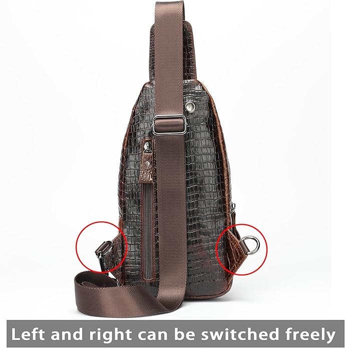 LUKZIJAES Genuine Leather Sling Bag for Men